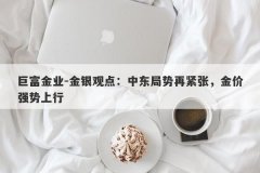 巨富金业-金银观点：中东局势再紧张，金价强势上行